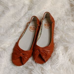 Palladium orange leather flats